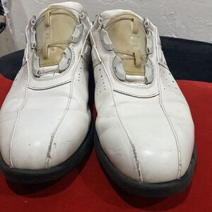 Footjoy Reelfit Men's White w/White Leather Golf Shoes #53843 Mens Size 9.5M